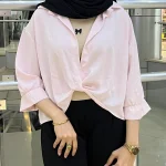 شومیز نگینی همراه کراپ سفید