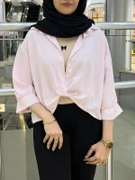 شومیز نگینی همراه کراپ سفید