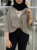 شومیز نگینی همراه کراپ سفید - تصویر 3