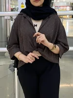 شومیز نگینی همراه کراپ سفید - تصویر 5